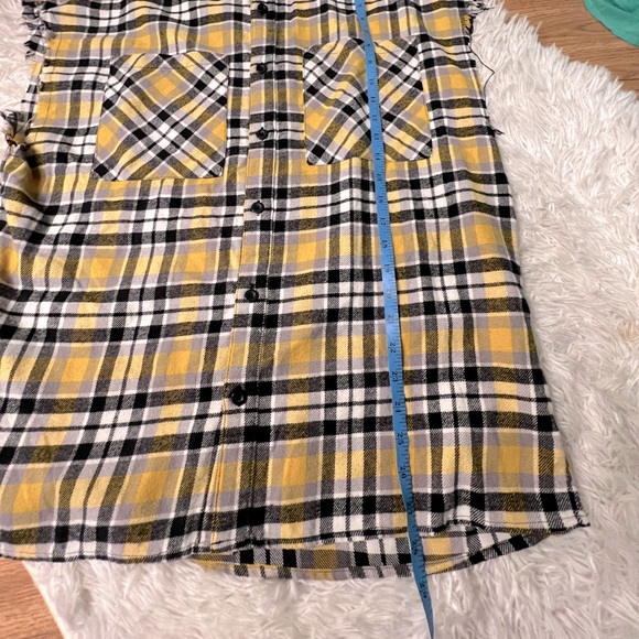 Forever21 Men Plaid Sleeveless Button down Shirt Top Medium - Picture 6 of 6